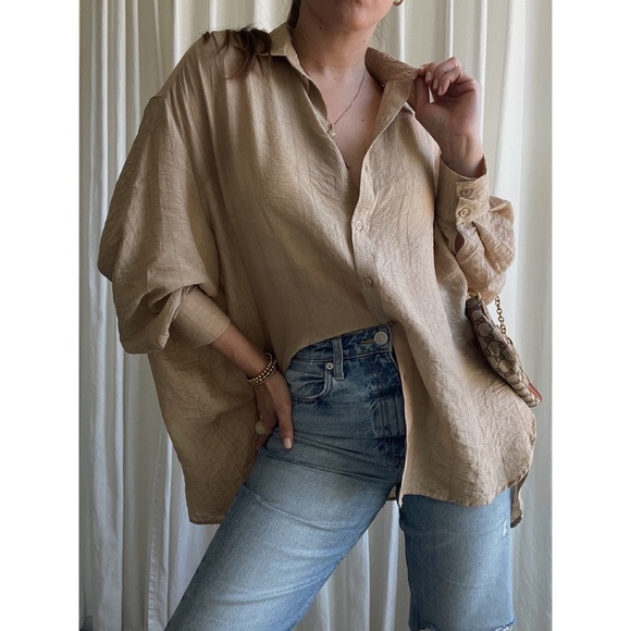 Kanzler Tops - SHIRT oversized button down shirt — In Beige